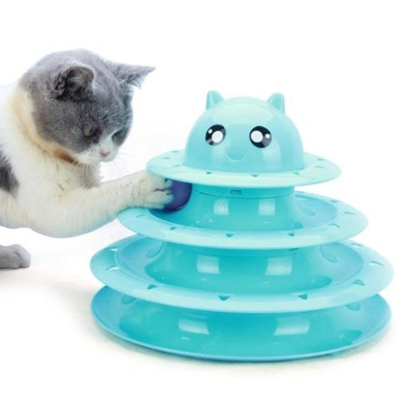 Kaymaz Tabanlı 3 Katlı Dönen Toplu Kedi Oyuncağı