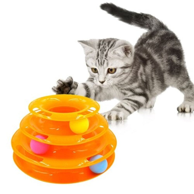 Kaymaz Tabanlı 3 Katlı Dönen Toplu Kedi Oyuncağı