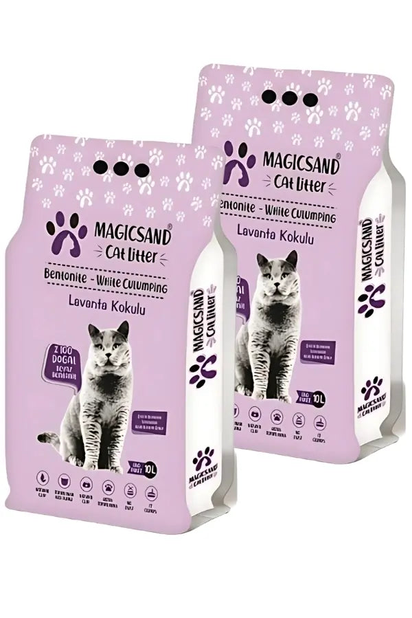Magicsand Lavanta Kokulu Kalın Taneli Beyaz Kedi Kumu 10 L x 2