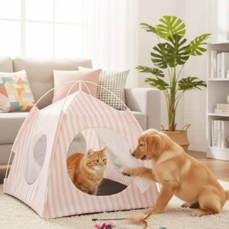File Pencereli Katlanabilir Kedi ve Küçük Köpek Oyun Çadırı