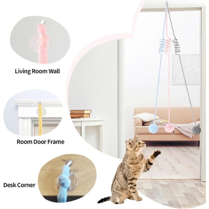 Kapıya Asılan 100 cm Uzayan Yaylı Peluş Kedi Oyuncağı