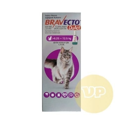 Bravecto DuAct 6,25-12,5 kg Büyük Kedi İç+Dış Parazit Damlası
