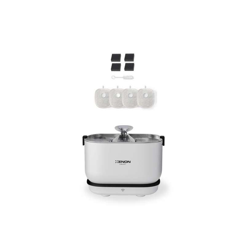 WiFi UV Sterilizasyonlu Çelik Kedi Su Pınarı ve Filtre 2'li Set