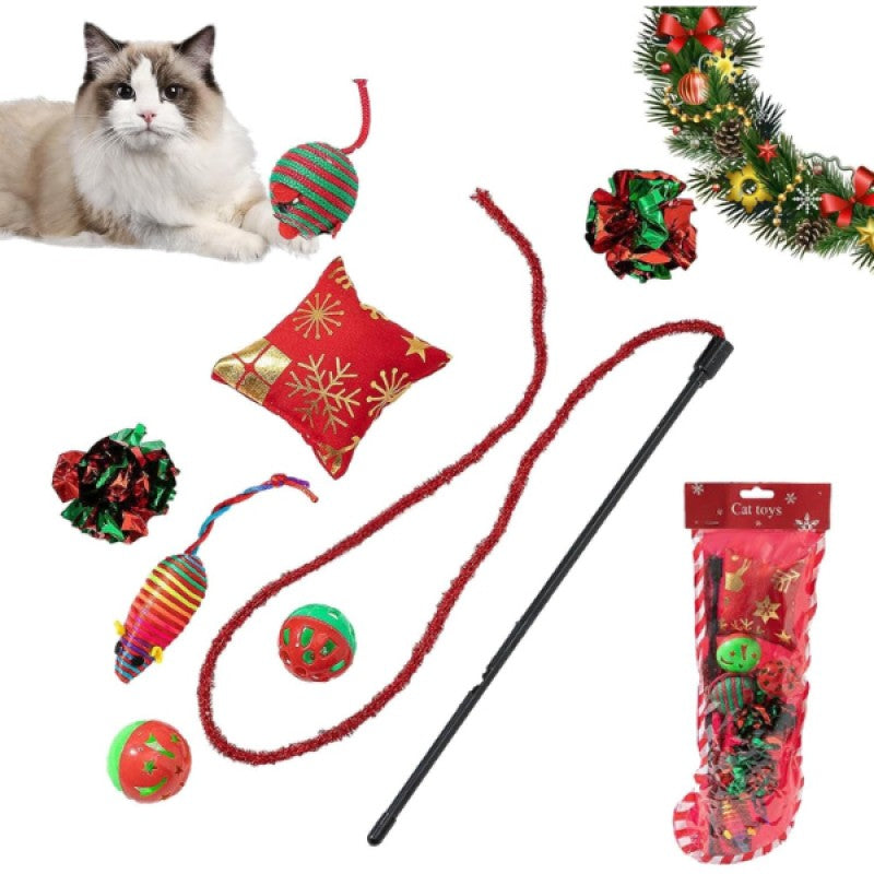 Karışık İçerikli Yılbaşı Temalı Kedi Oyuncak Seti