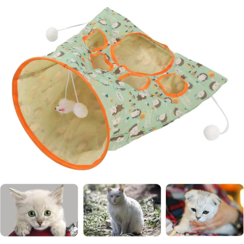 Hışırtılı Pati Delikli Katlanabilir Kedi Oyun Tüneli