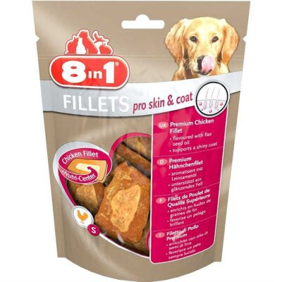 8in1 Keten Tohumu Yağlı Tavuklu Köpek Fileto Ödülü 80 gr