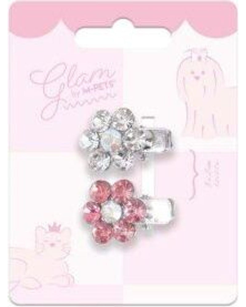 M-Pets Glam Çiçekli Kedi ve Köpek Süs Tokası (Pembe/Beyaz)