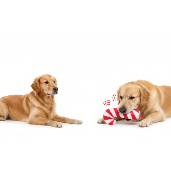 Sesli Yılbaşı Temalı Baston Şeker Köpek Oyuncağı