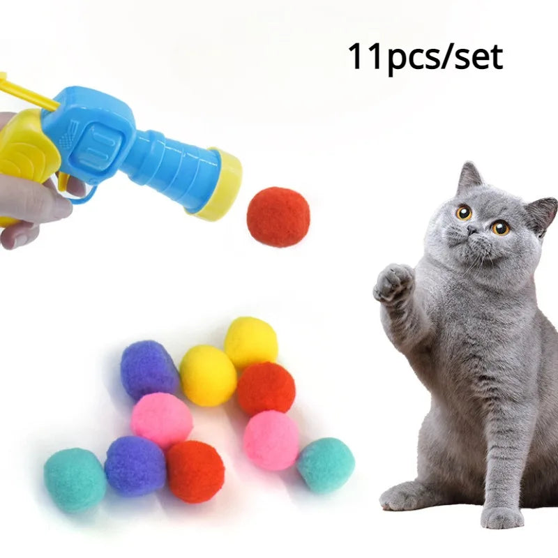 Top Atan İnteraktif Kedi Oyun Seti (1 Tabanca + 30 Top)