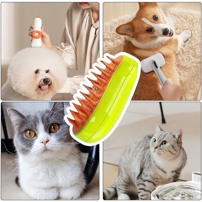 Masaj Fonksiyonlu Buharlı Kedi Bakım Tarağı