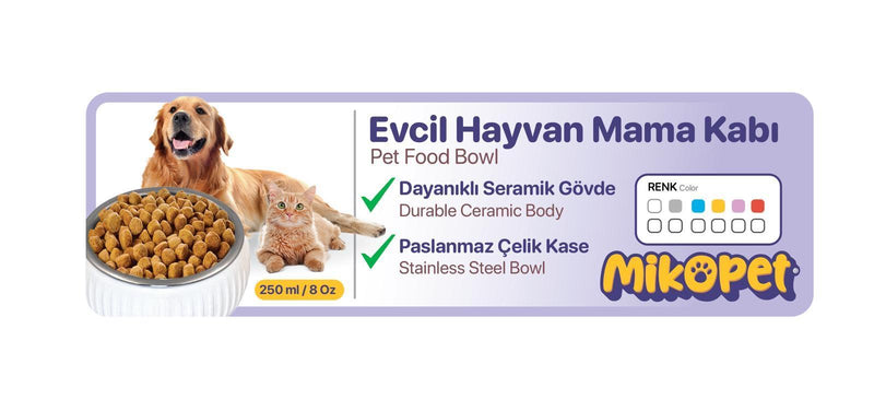 Paslanmaz Çelik Hazneli Organik Seramik Mama Kabı (Kiremit)