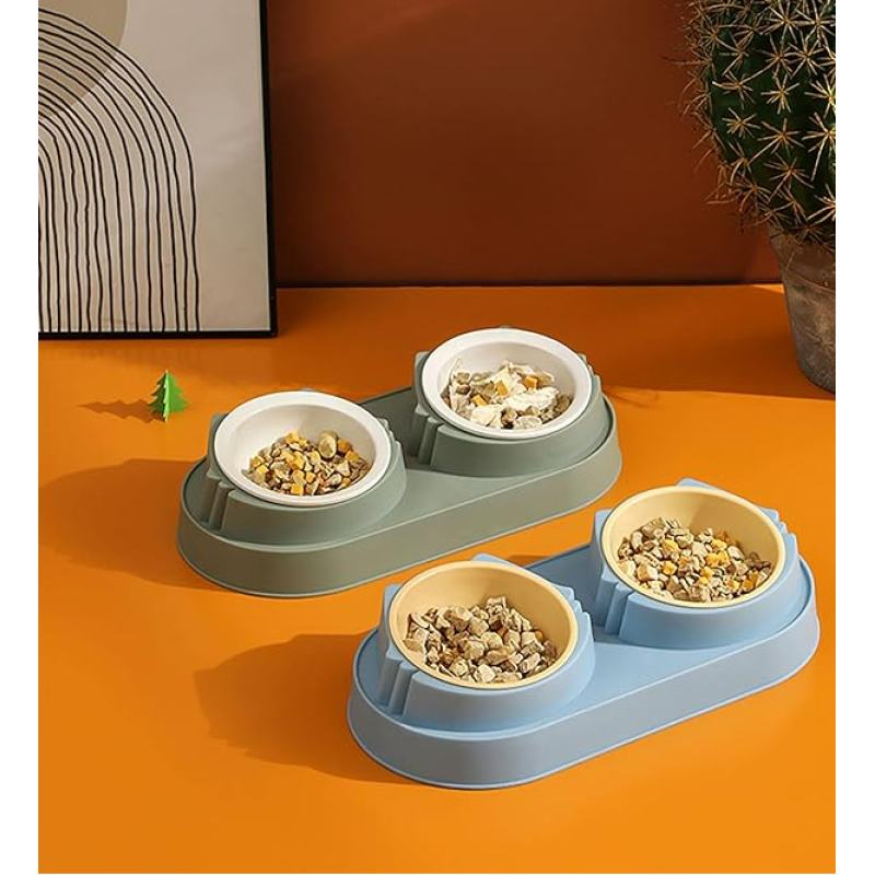Kaymaz Tabanlı Çift Bölmeli Mama ve Su Kabı (Mikopet)