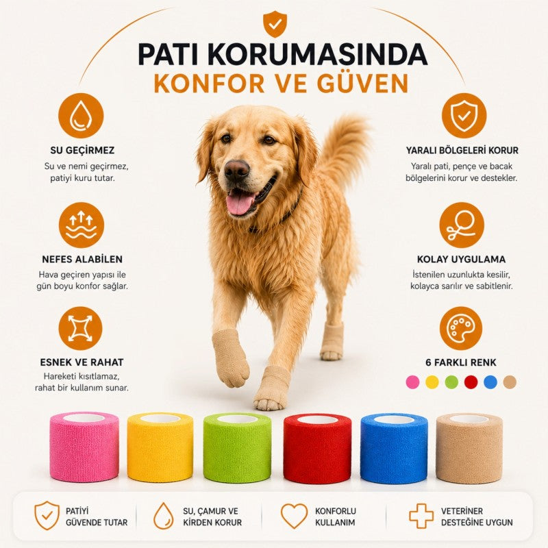 Su Geçirmez Kendinden Yapışkanlı 4,5 m Pati Bandajı