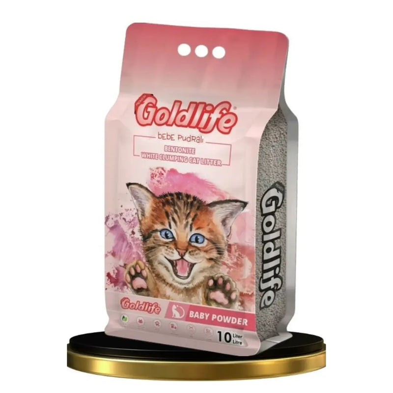 Goldlife Premium Bebe Pudralı Topaklanan Kedi Kumu 10 L