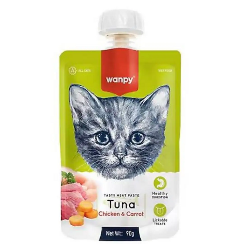 Wanpy Ton Balıklı Tavuklu Havuçlu Ezme Kedi Ödülü 90 gr