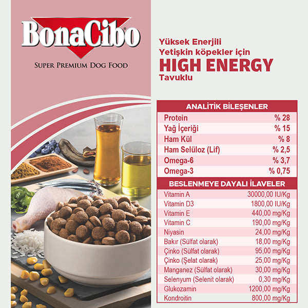 BonaCibo Yüksek Enerjili Yetişkin Köpek Kuru Maması 100 gr x 5