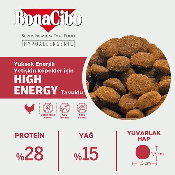 BonaCibo Yüksek Enerjili Yetişkin Köpek Kuru Maması 100 gr x 5