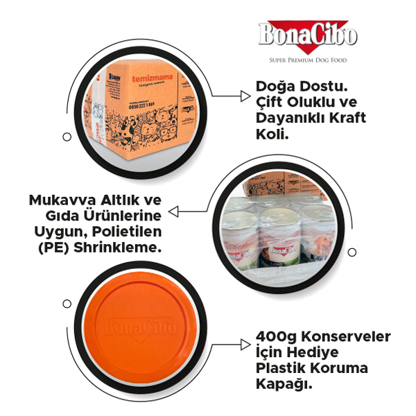 BonaCibo Jöleli Kuzu Etli Yetişkin Köpek Yaş Maması 400 gr x 6