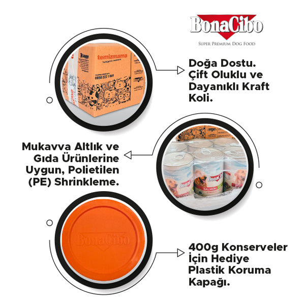 BonaCibo Jöleli Somonlu Yetişkin Köpek Yaş Maması 400 gr x 6