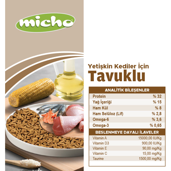 Micho Tavuklu Yetişkin Kedi Kuru Maması 100 gr x 5
