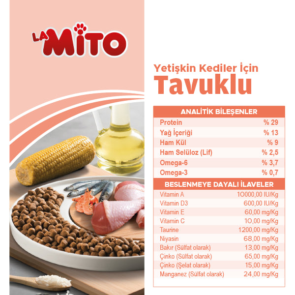 LaMito Tavuklu Yetişkin Kedi Kuru Maması 100 gr x 5