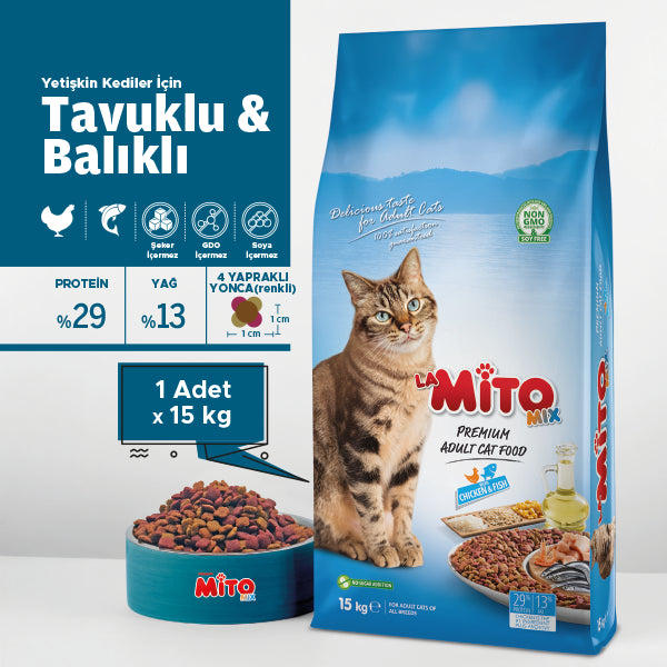 LaMito Karışık Yetişkin Kedi Kuru Maması 100 gr x 5