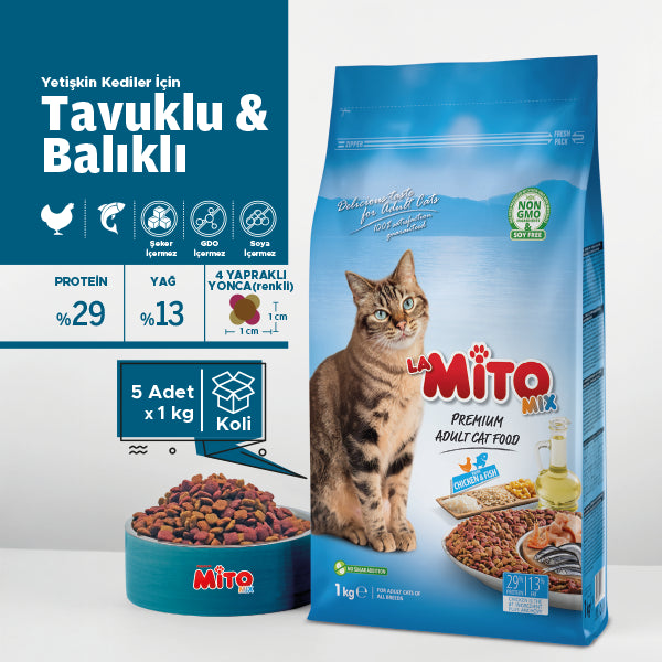 LaMito Karışık Yetişkin Kedi Kuru Maması 100 gr x 5