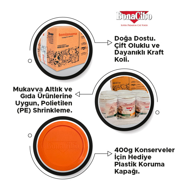 BonaCibo Soslu Ciğerli Yetişkin Kedi Yaş Maması 400 gr x 6