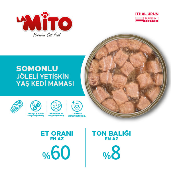 La Mito Jöleli Parça Somonlu Yetişkin Kedi Yaş Maması 415 gr x 6