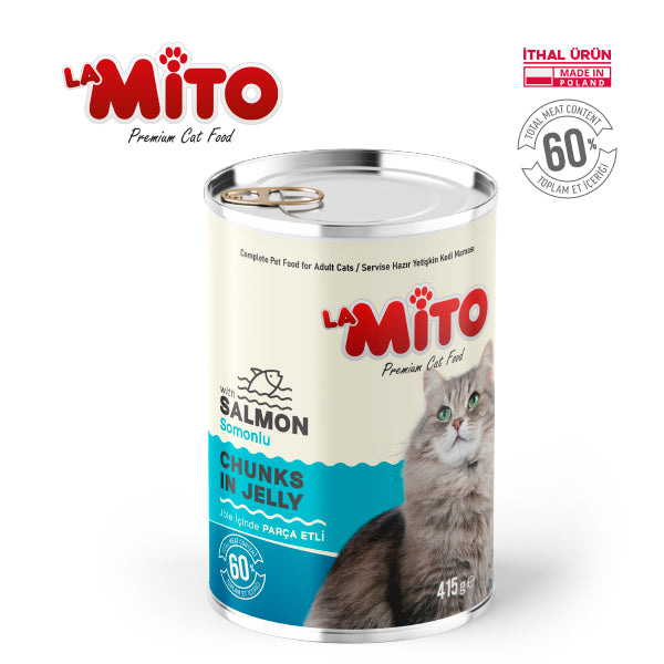La Mito Jöleli Parça Somonlu Yetişkin Kedi Yaş Maması 415 gr x 6