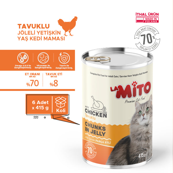 La Mito Jöleli Parça Tavuklu Yetişkin Kedi Yaş Maması 415 gr x 6