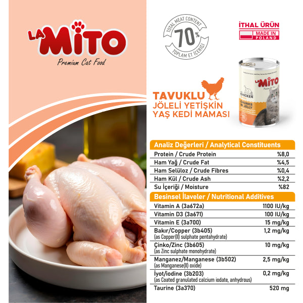La Mito Jöleli Parça Tavuklu Yetişkin Kedi Yaş Maması 415 gr x 6