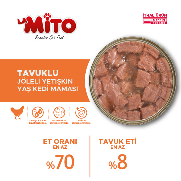 La Mito Jöleli Parça Tavuklu Yetişkin Kedi Yaş Maması 415 gr x 6