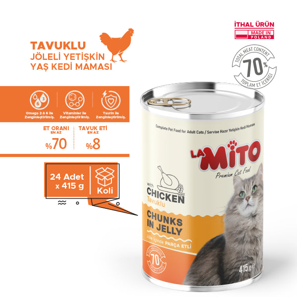 La Mito Jöleli Parça Tavuklu Yetişkin Kedi Yaş Maması 415 gr x 6