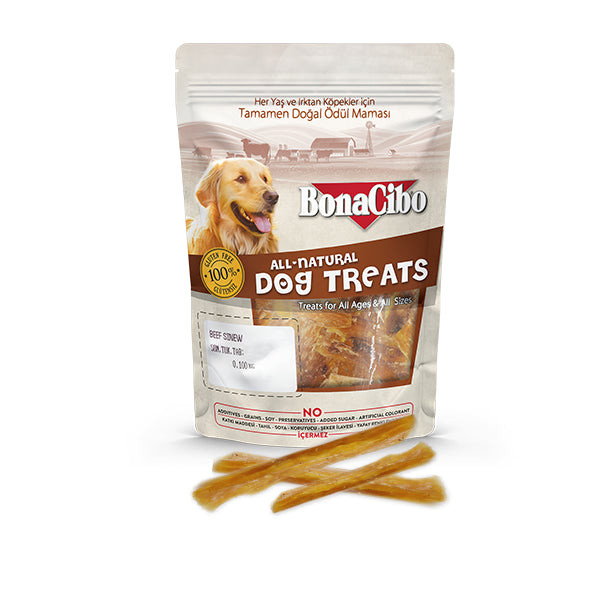 BonaCibo Doğal Dana Siniri Köpek Çiğneme Ödülü 100 gr