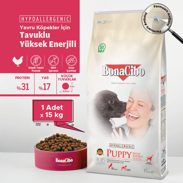 BonaCibo Yüksek Enerjili Yavru Köpek Kuru Maması 100 gr x 5