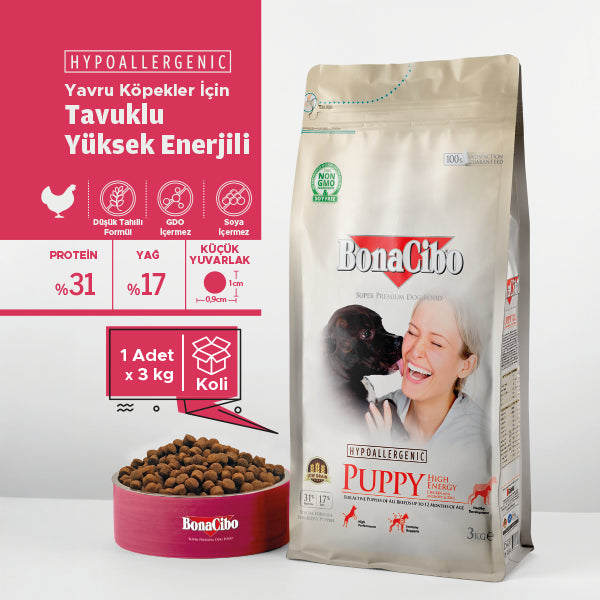 BonaCibo Yüksek Enerjili Yavru Köpek Kuru Maması 100 gr x 5