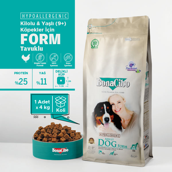 BonaCibo Form Kilo Kontrol Yetişkin Köpek Kuru Maması 100 gr x 5