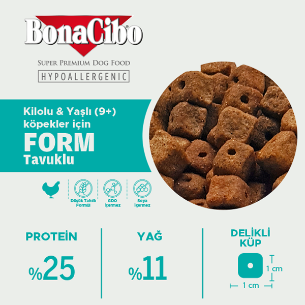 BonaCibo Form Kilo Kontrol Yetişkin Köpek Kuru Maması 100 gr x 5