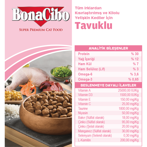 BonaCibo Tavuklu Kısırlaştırılmış Yetişkin Kedi Kuru Maması 100 gr x 5