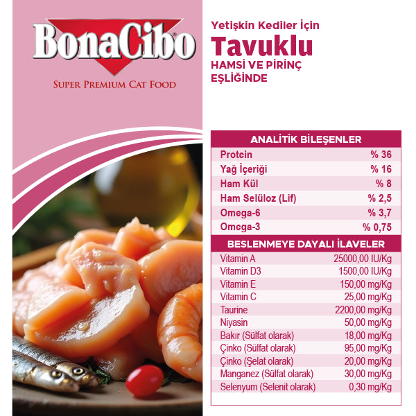BonaCibo Tavuklu Yetişkin Kedi Kuru Maması 2 kg