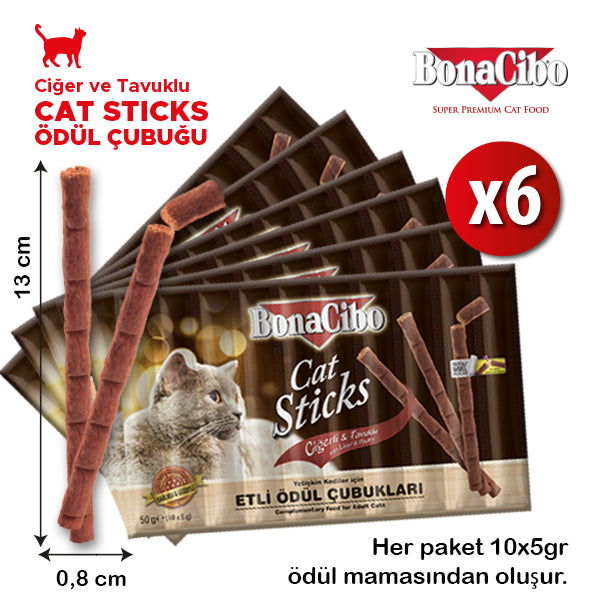 BonaCibo Etli Kedi Ödül Çubuğu 50 gr x 3