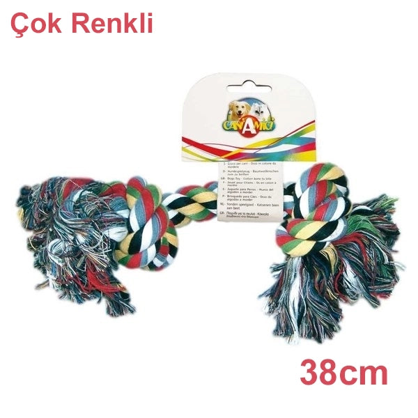 Çift Düğümlü Pamuk Örgü Kemik Köpek Oyuncağı 15 cm (Pembe)