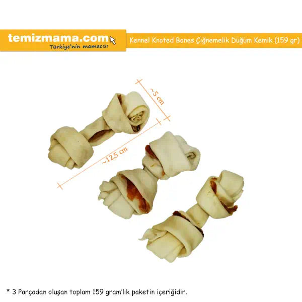Kennel Doğal Düğümlü Dana Derisi Köpek Çiğneme Kemiği 129 gr x 2