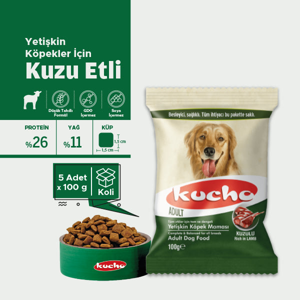 Kucho Kuzu Etli Hassas Sindirim Yetişkin Köpek Maması 100 gr x 5
