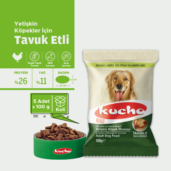 Kucho Tavuklu Yetişkin Köpek Kuru Maması 100 gr x 5