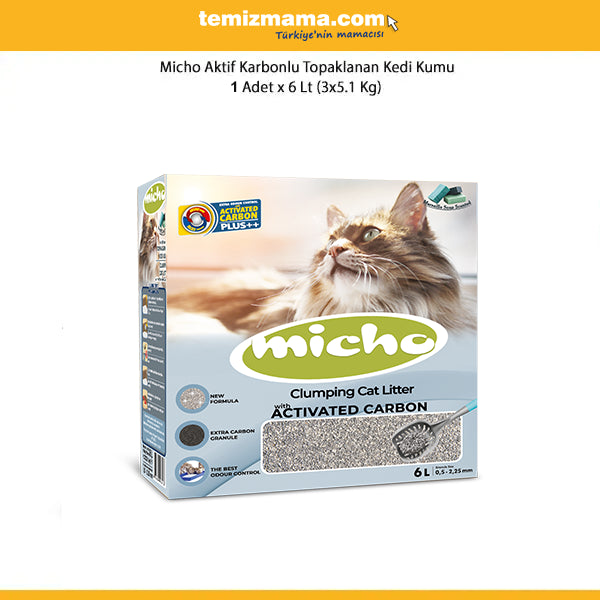 Micho Aktif Karbonlu Topaklanan Doğal Kedi Kumu 5,1 kg