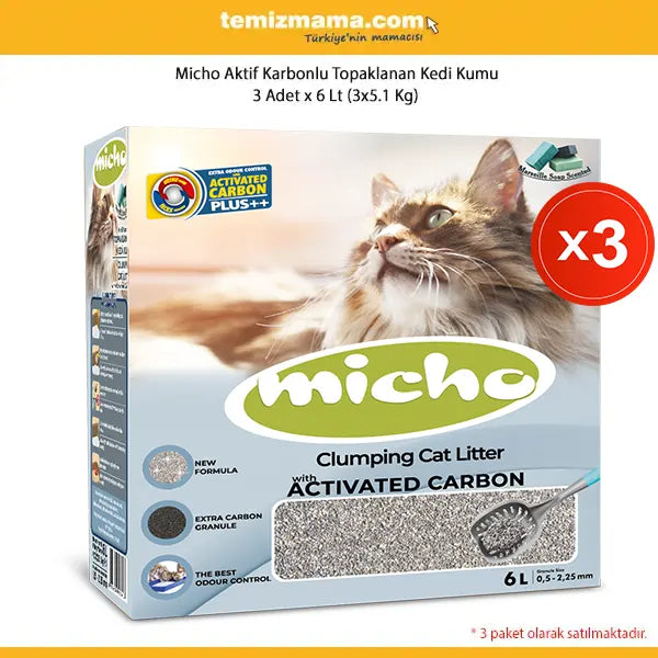 Micho Aktif Karbonlu Topaklanan Doğal Kedi Kumu 5,1 kg