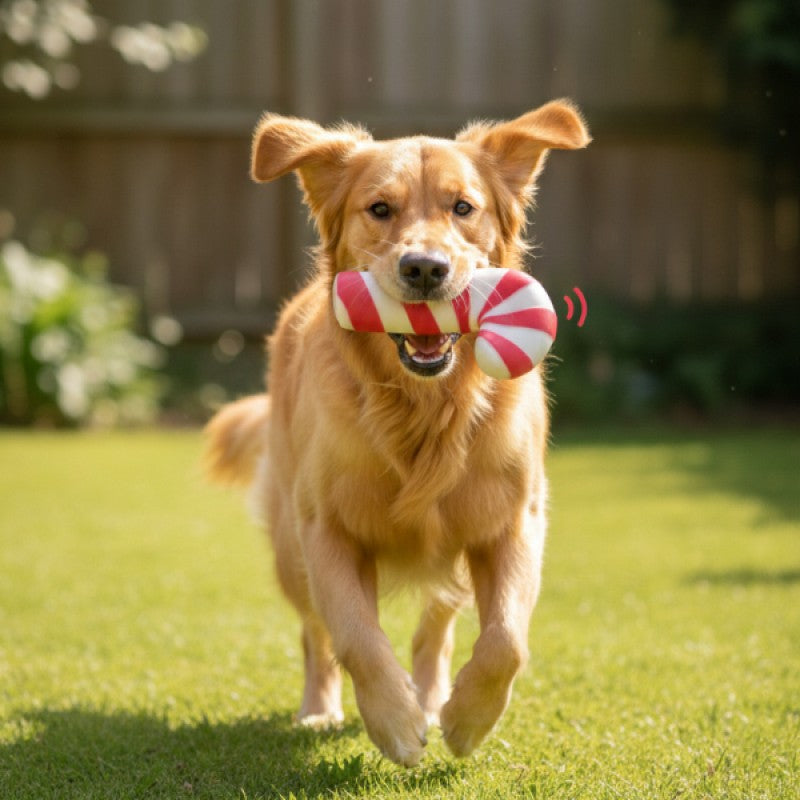 Sesli Yılbaşı Temalı Baston Şeker Köpek Oyuncağı