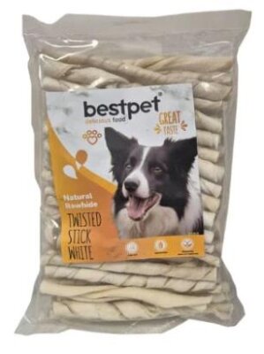 BestPet %100 Doğal Beyaz Deri Burgu Köpek Çiğneme Kemiği (350 gr)